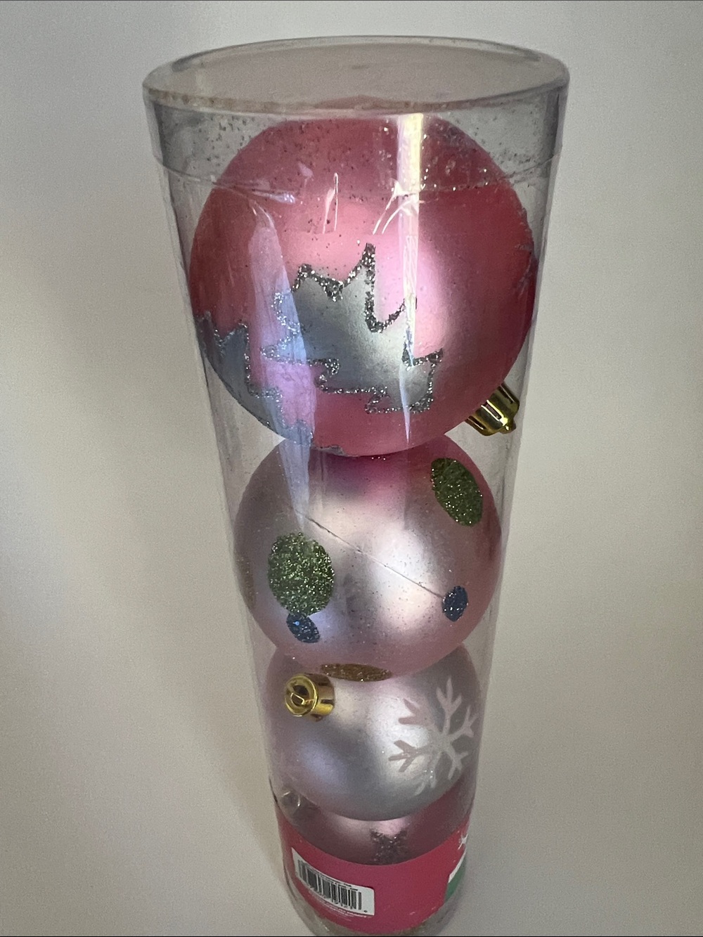 Holiday Time Pink and Silver Shatterproof Ornament Set